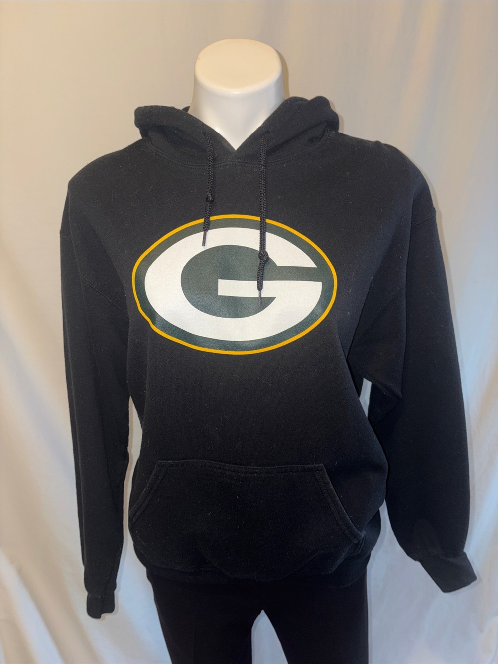 Green Bay Packer Black Hoodie with Green & Gold Team 'G' Logo